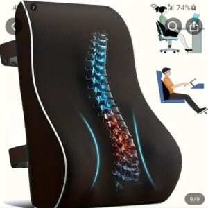 Lumbar Support Pillow with memory foam, ergonomic design, and non-slip bottom for back pain relief.