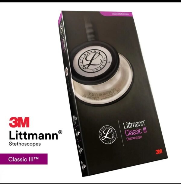 Stethoscope with dual-head chest piece, soft ear tips, and flexible tubing for clear sound transmission.