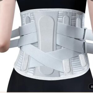 Lumbar Belt showcasing curved aluminum strips and breathable mesh fabric for optimal lower back support and pain relief.